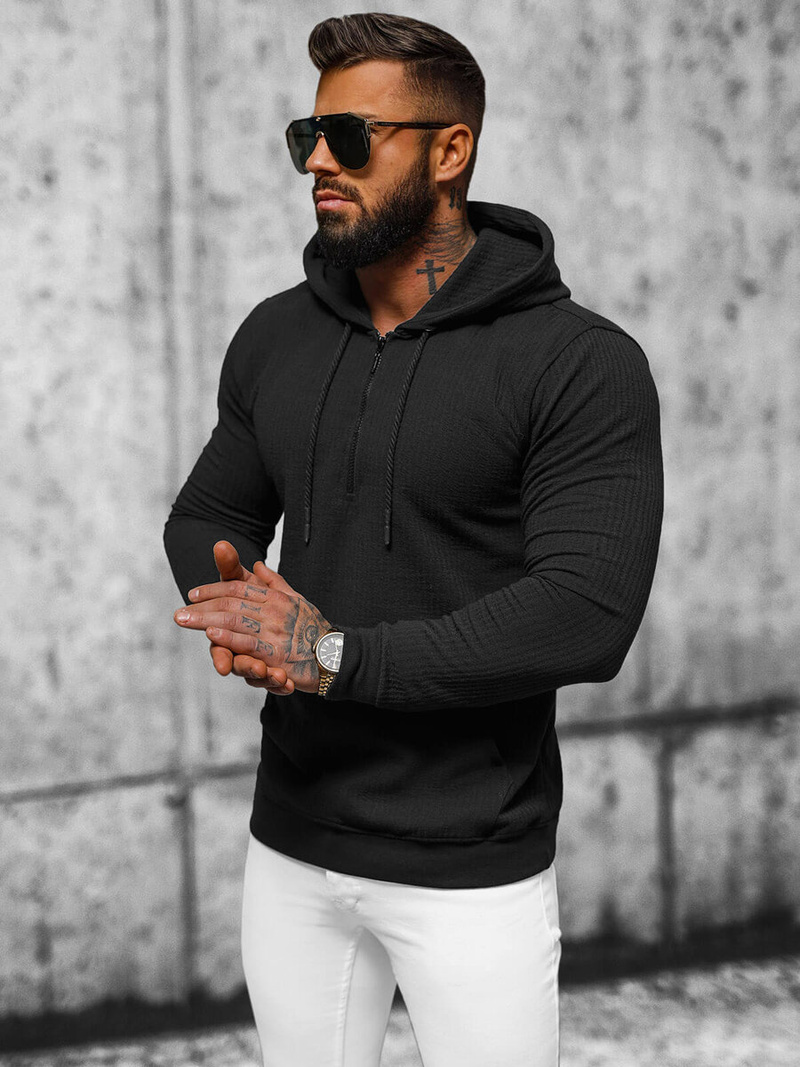 Muška dukserica s kapuljačom crna OZONEE O/TB2273