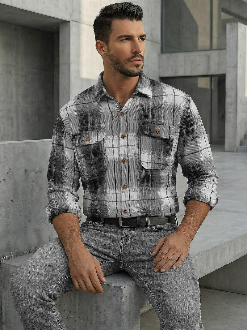 Muška košulja crno-bijela OZONEE NB/MC728N/4Z