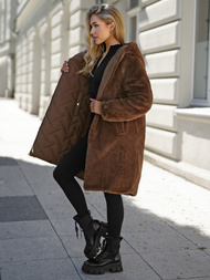 Ženska duga zimska jakna čokolada OZONEE JS/5M3352/158