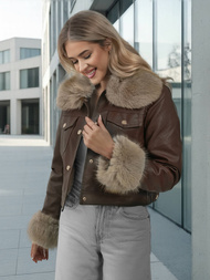 Ženska Kožna Jakna Čokolada OZONEE JS/61M8513/158