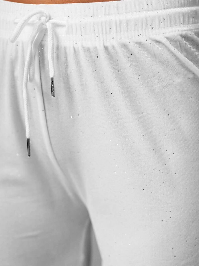 Ženske od velura hlače bijele OZONEE JS/92K519/1