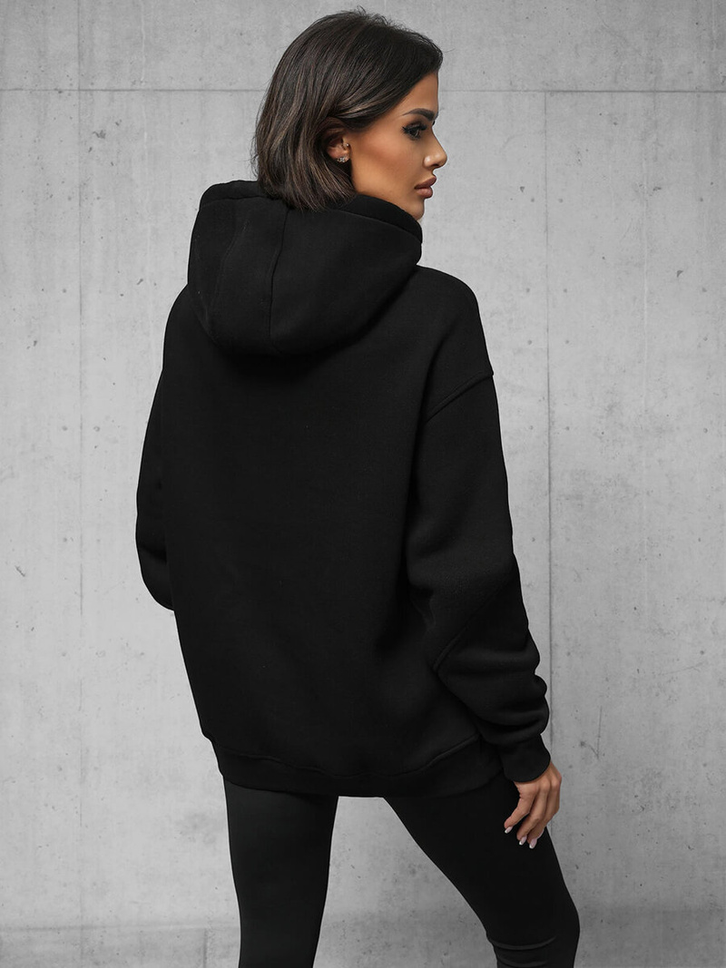 Dukserica s kapuljačom crna OZONEE O/SWE23019Z