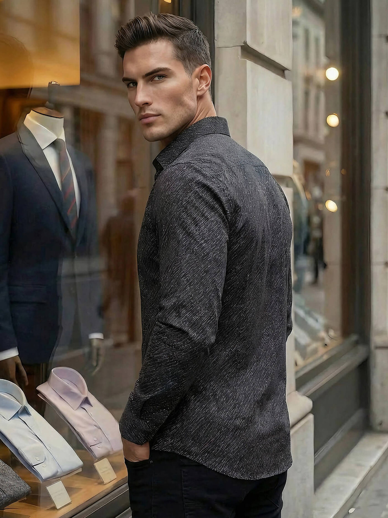 Muška košulja crna OZONEE V/V184Z