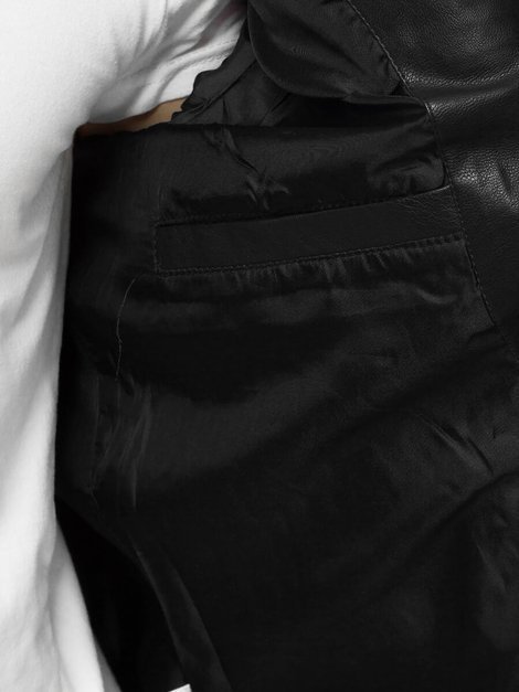 Muška kožna jakna Crno-bijela OZONEE YD/BF59359Z