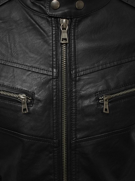 Muška kožna jakna Crno-bijela OZONEE YD/BF59359Z