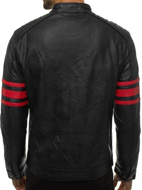 Muška kožna jakna Crno-crvena OZONEE YD/BF59359