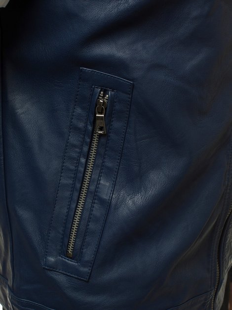 Muška kožna jakna Modra OZONEE YD/BF59359