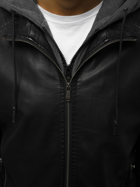 Muška kožna jakna crna OZONEE JB/JP1133