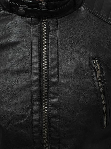 Muška kožna jakna crna OZONEE YD/BF5916309Z