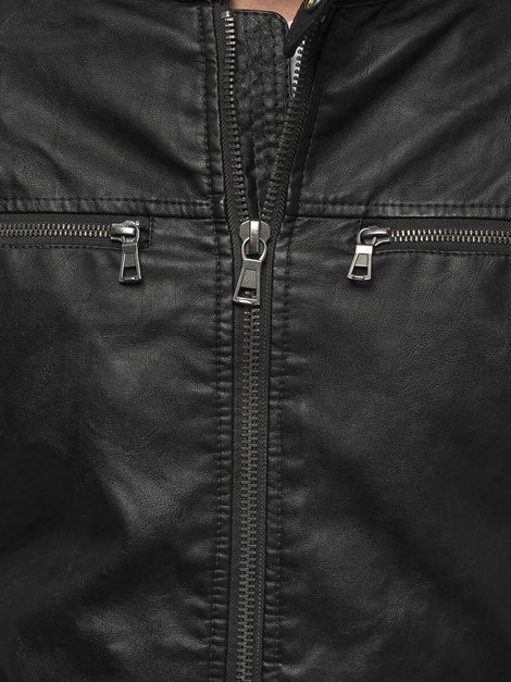 Muška kožna jakna crna OZONEE YD/BF5920107