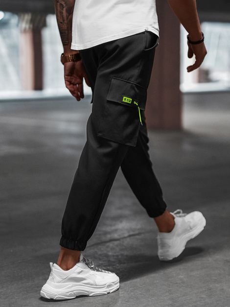 Muške chino jogger hlače crne OZONEE O/CP150Z
