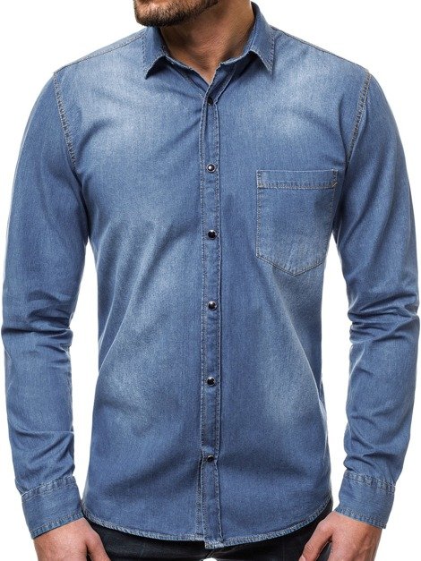 OZONEE ZAZ/1316 Muška traper košulja svijetlo-plava