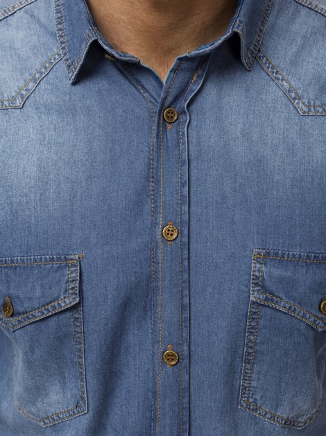 OZONEE ZAZ/1331 Muška traper košulja svijetlo-plava