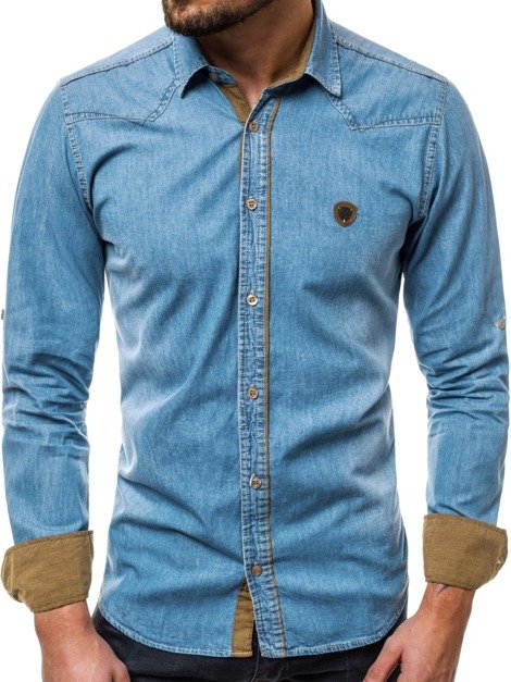OZONEE ZAZ/1334 Muška traper košulja plava