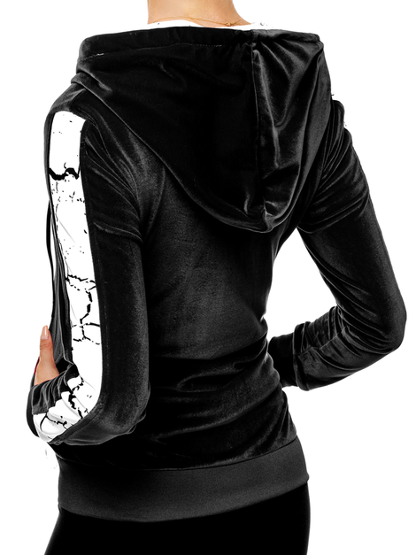 Ženska dukserica s kapuljačom na patent Crna OZONEE O/82270