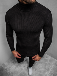 Muški džemper s visokim ovratnikom crni OZONEE MACH/TRK2001Z